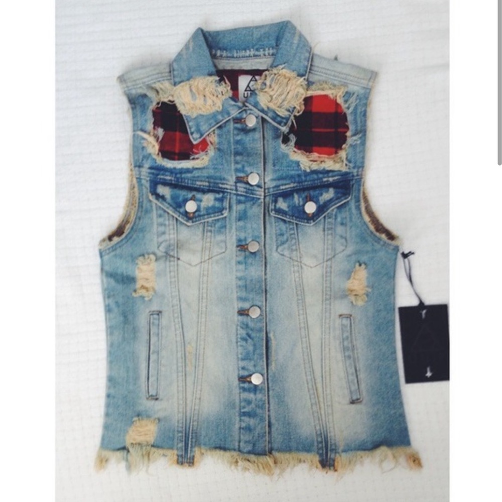 UNIF Distressed Denim Vest